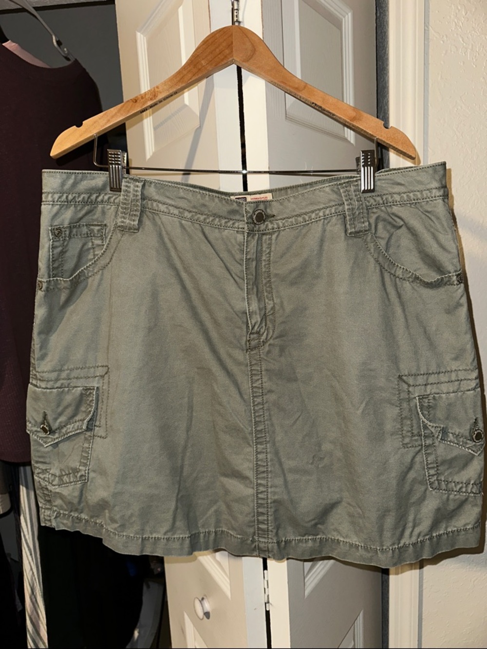 Faded Glory Women's Plus Olive Wash Cotton Skort